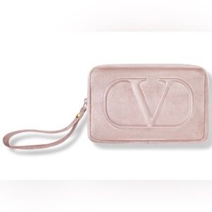 Valentino Nude Velvet Wristlet Pouch NWT